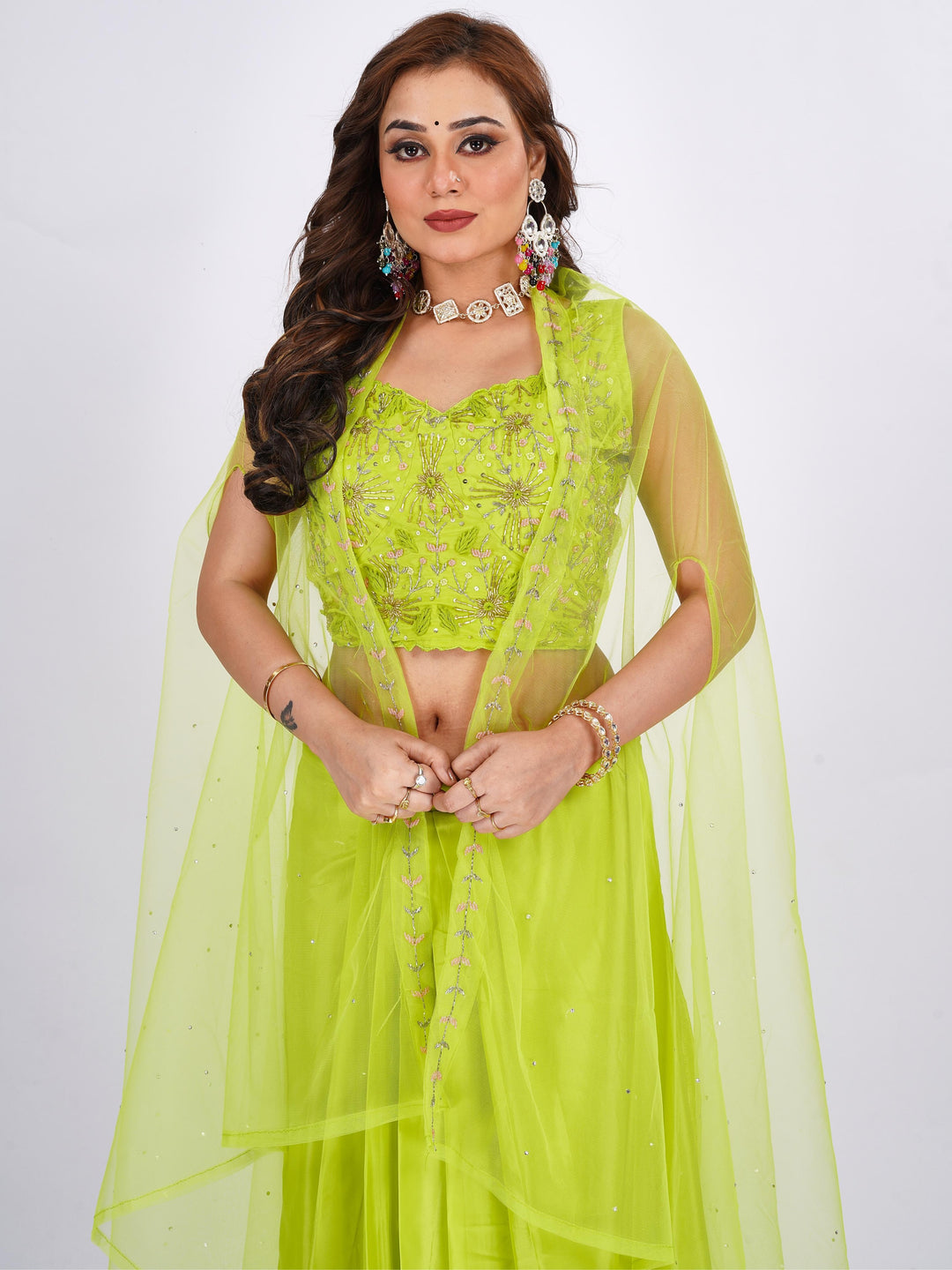 Croptop Skirt lehenga on Chinon fabric