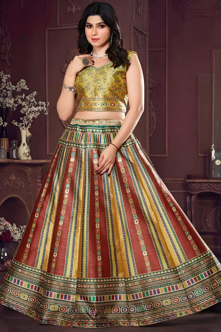 Croptop Skirt lehenga on Silk fabric