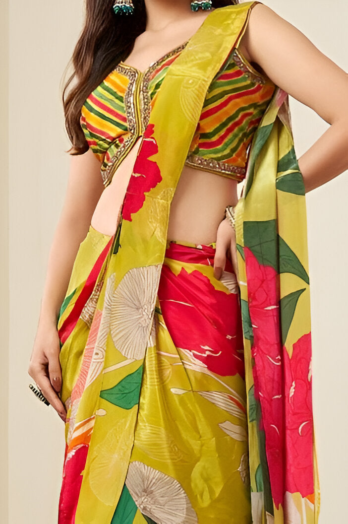 Saree on Chinon fabric