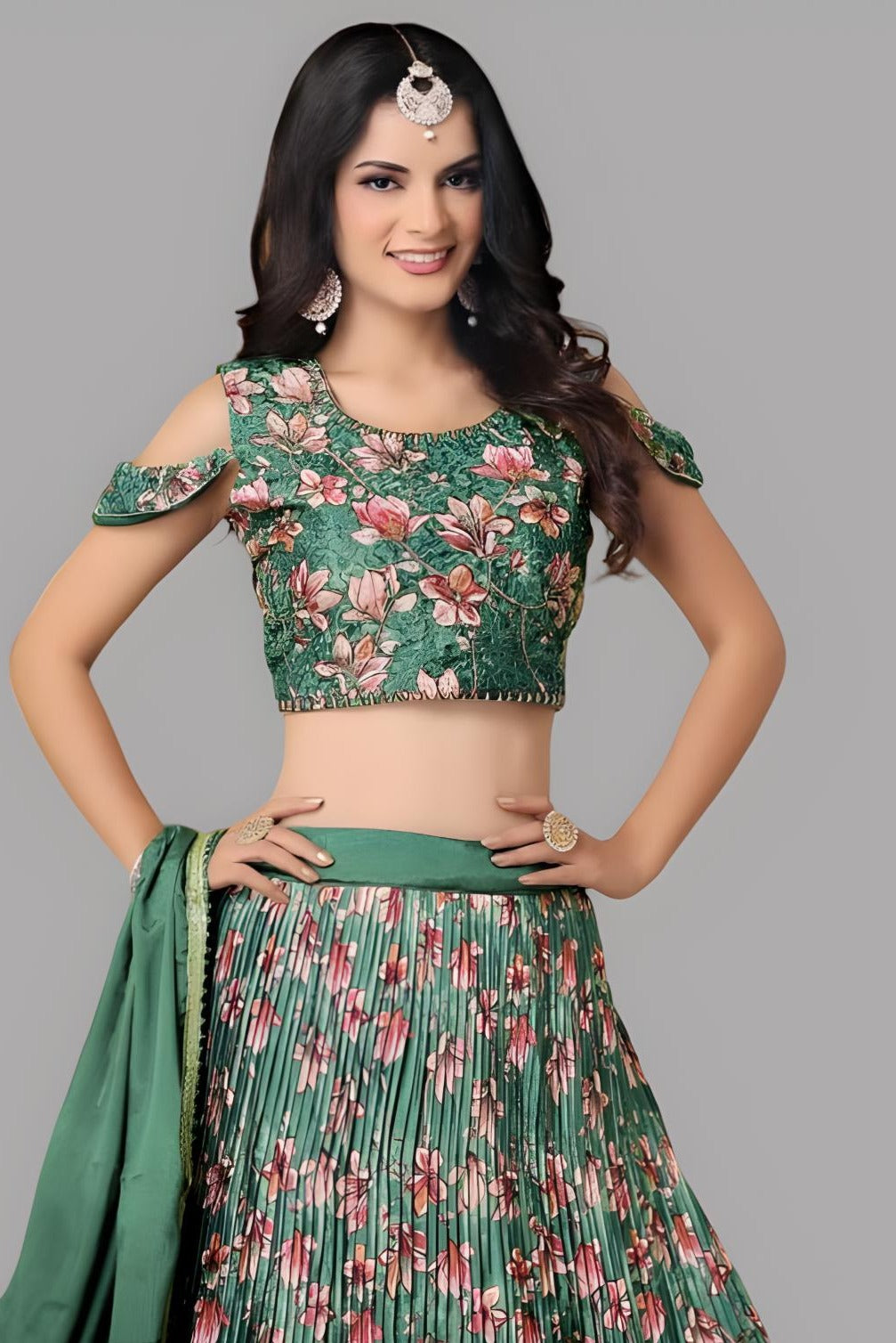 Croptop Skirt lehenga on Chinon fabric