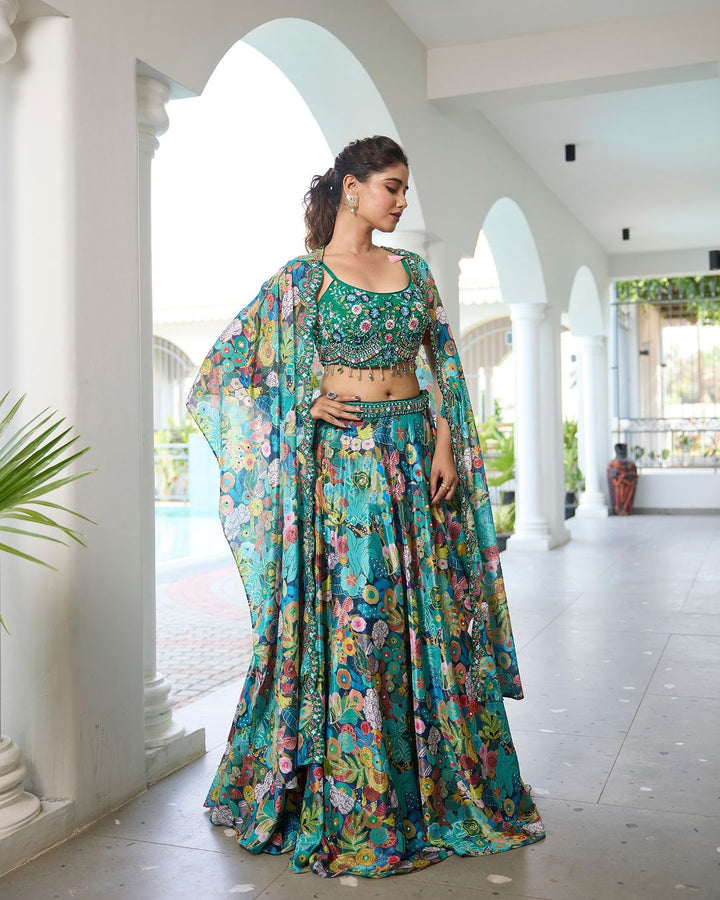 Croptop Skirt lehenga on Chinon fabric