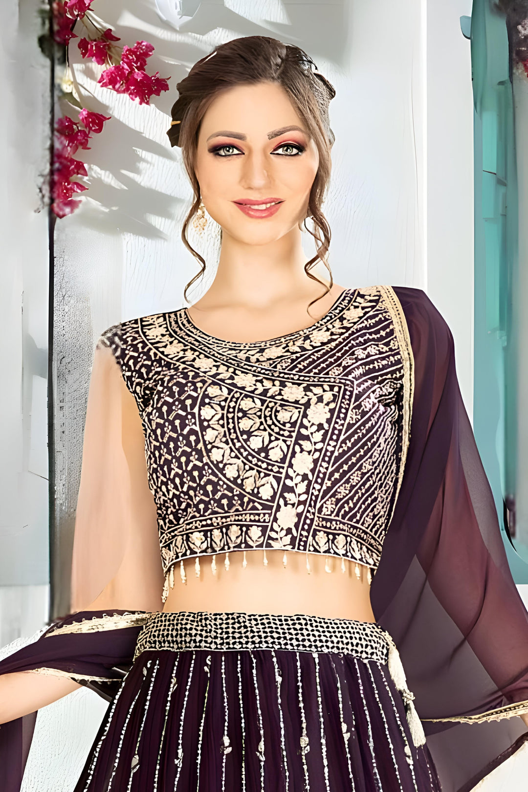 Croptop Skirt lehenga on Georgette fabric