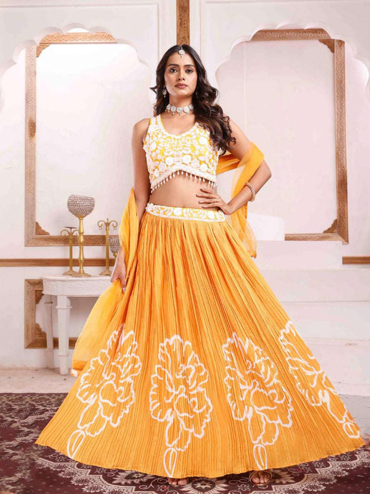 Croptop Skirt lehenga on Chanderi Silk fabric