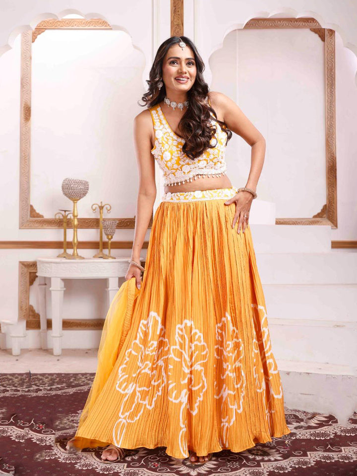 Croptop Skirt lehenga on Chanderi Silk fabric