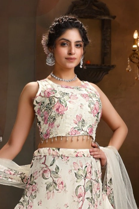 Croptop Skirt lehenga on Organza fabric