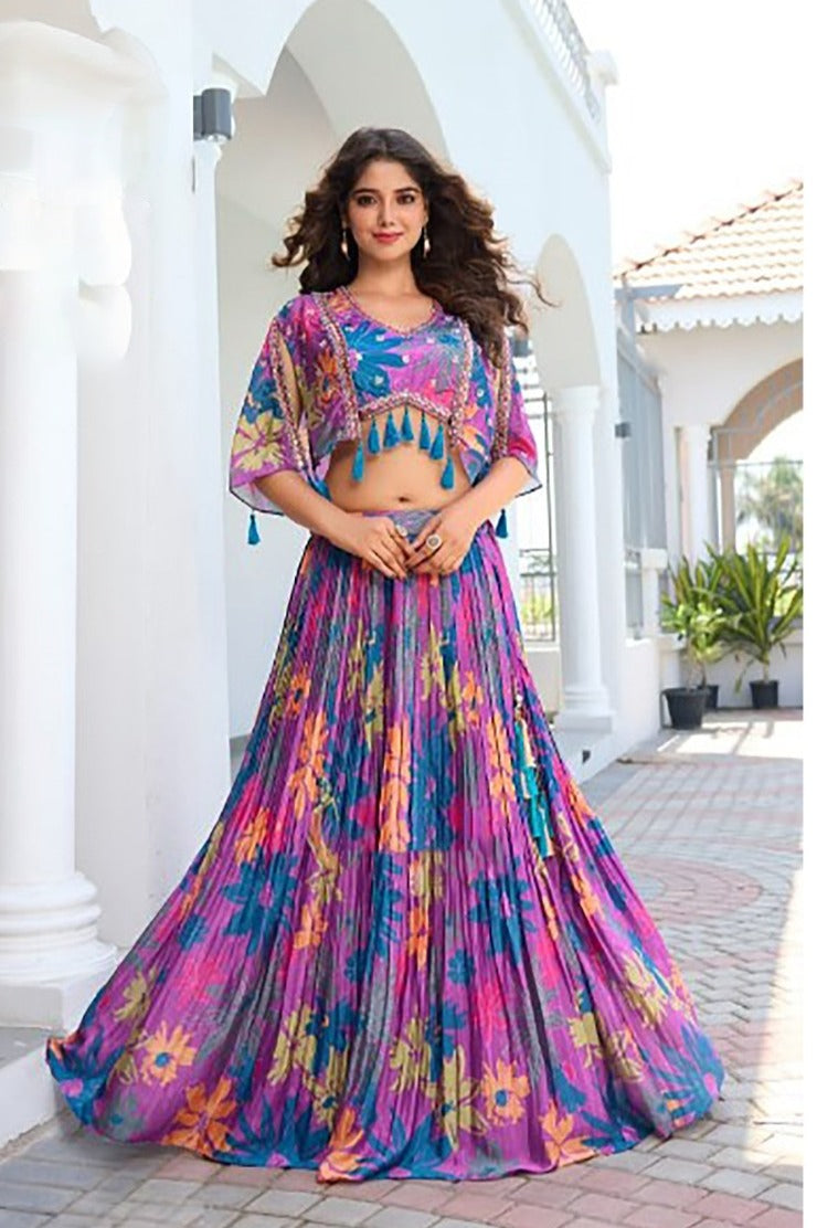 Croptop Skirt lehenga on Chinon fabric