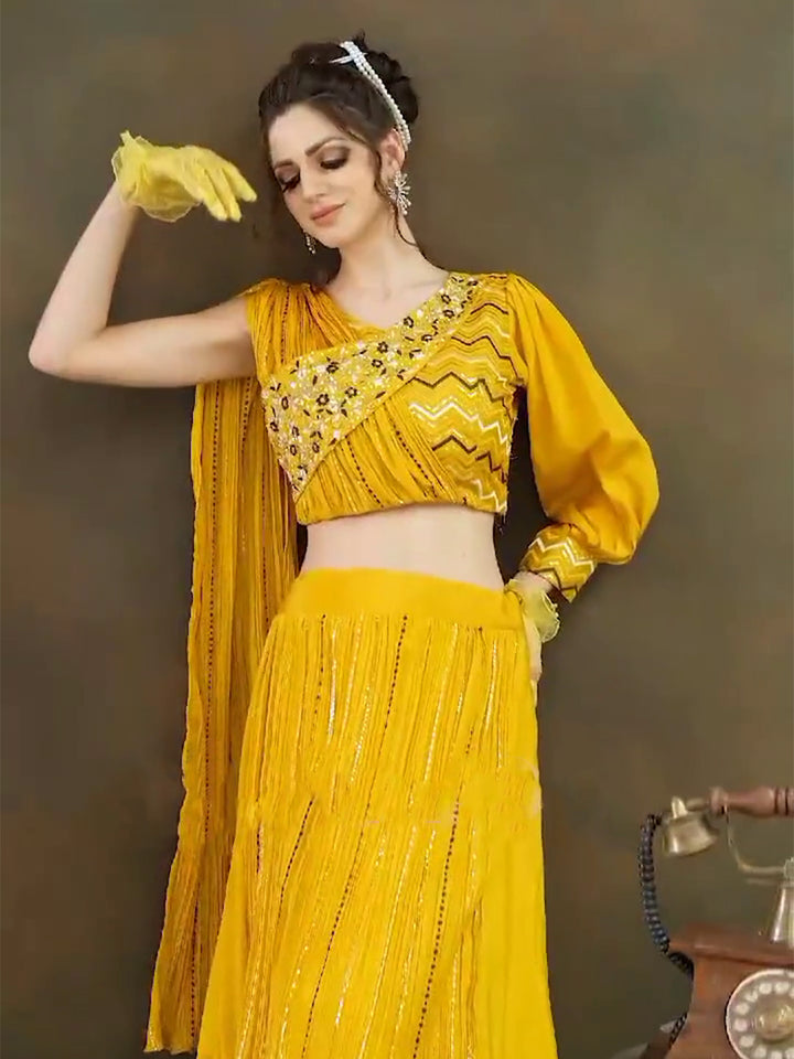 Croptop Skirt lehenga on Chinon fabric