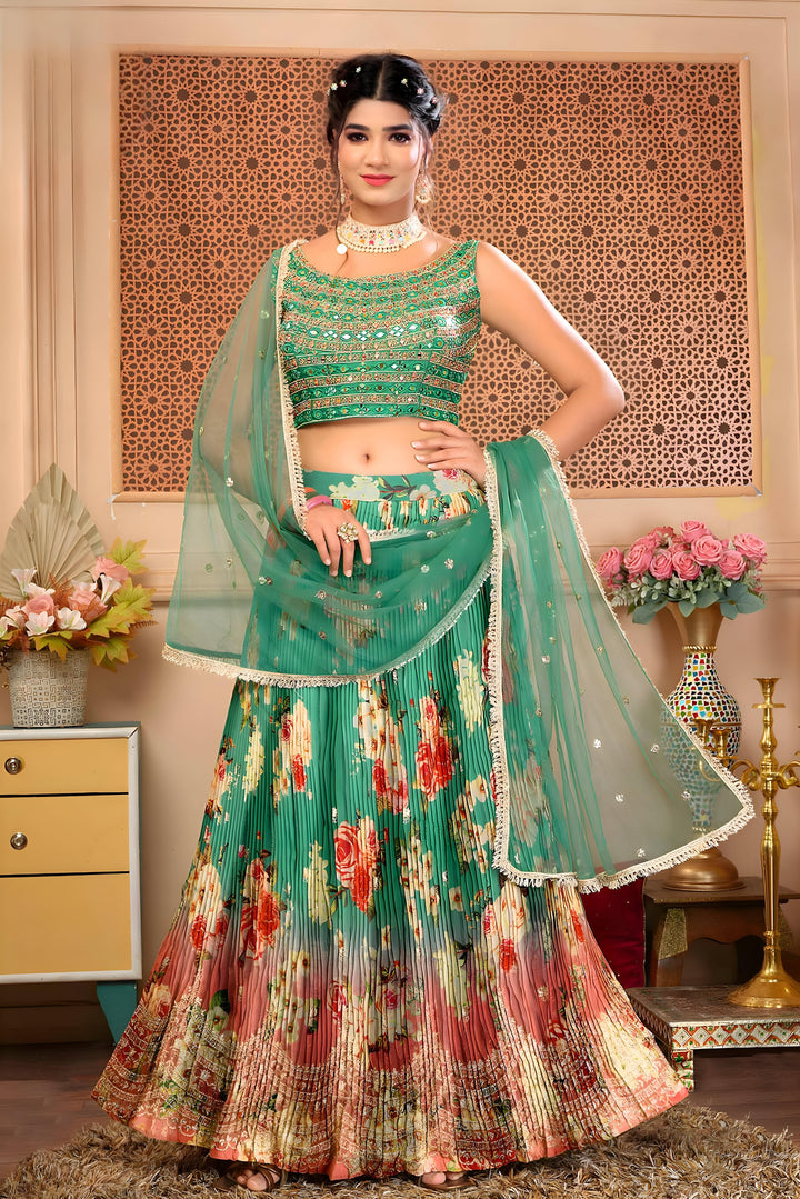 Croptop Skirt lehenga on Chinon fabric