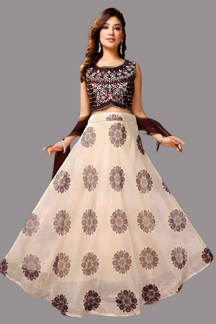 Croptop Skirt lehenga on Organza fabric