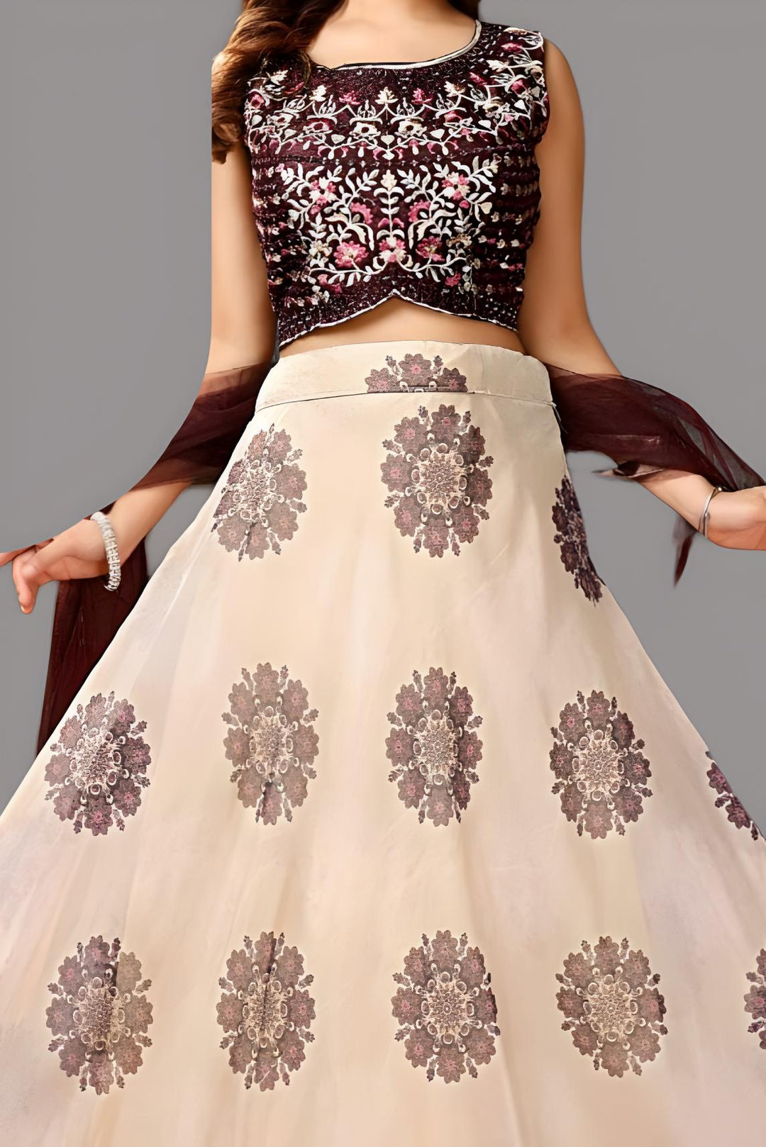 Croptop Skirt lehenga on Organza fabric