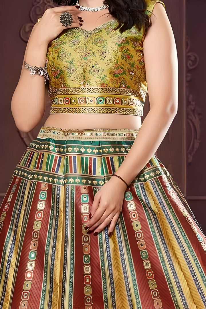 Croptop Skirt lehenga on Silk fabric