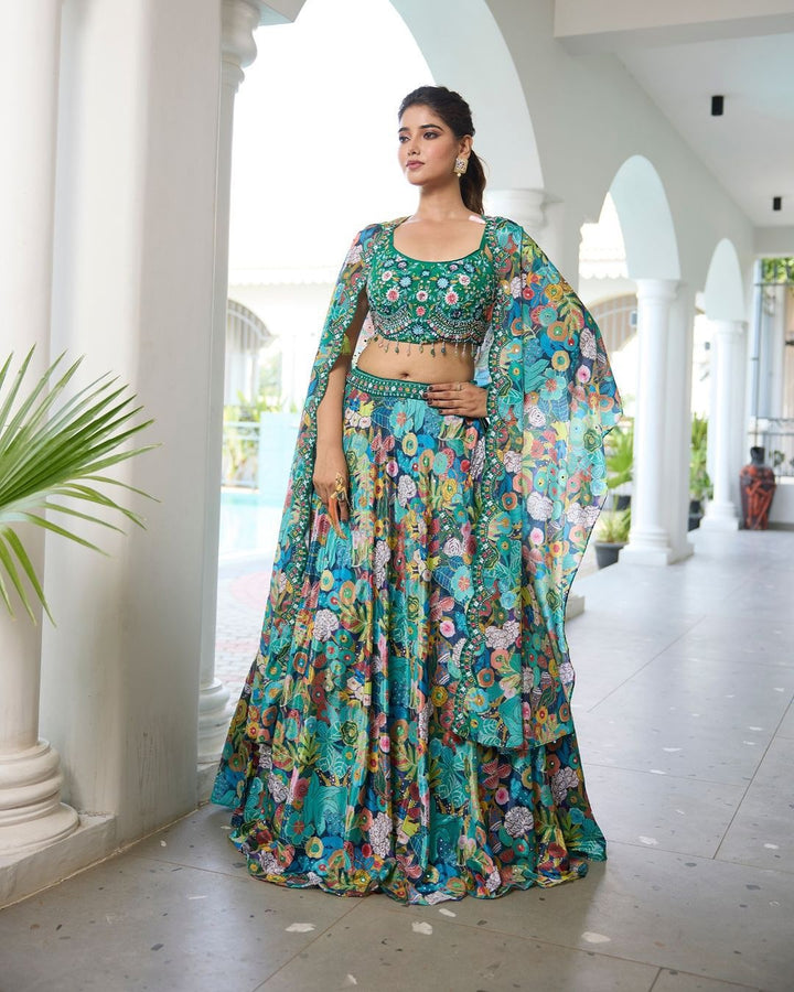 Croptop Skirt lehenga on Chinon fabric