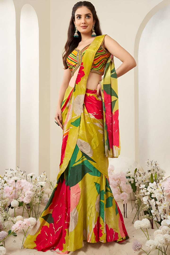 Saree on Chinon fabric