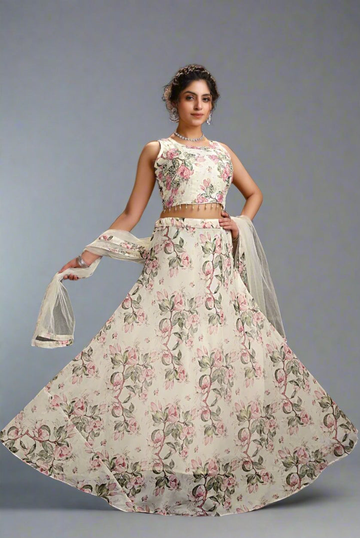 Croptop Skirt lehenga on Organza fabric