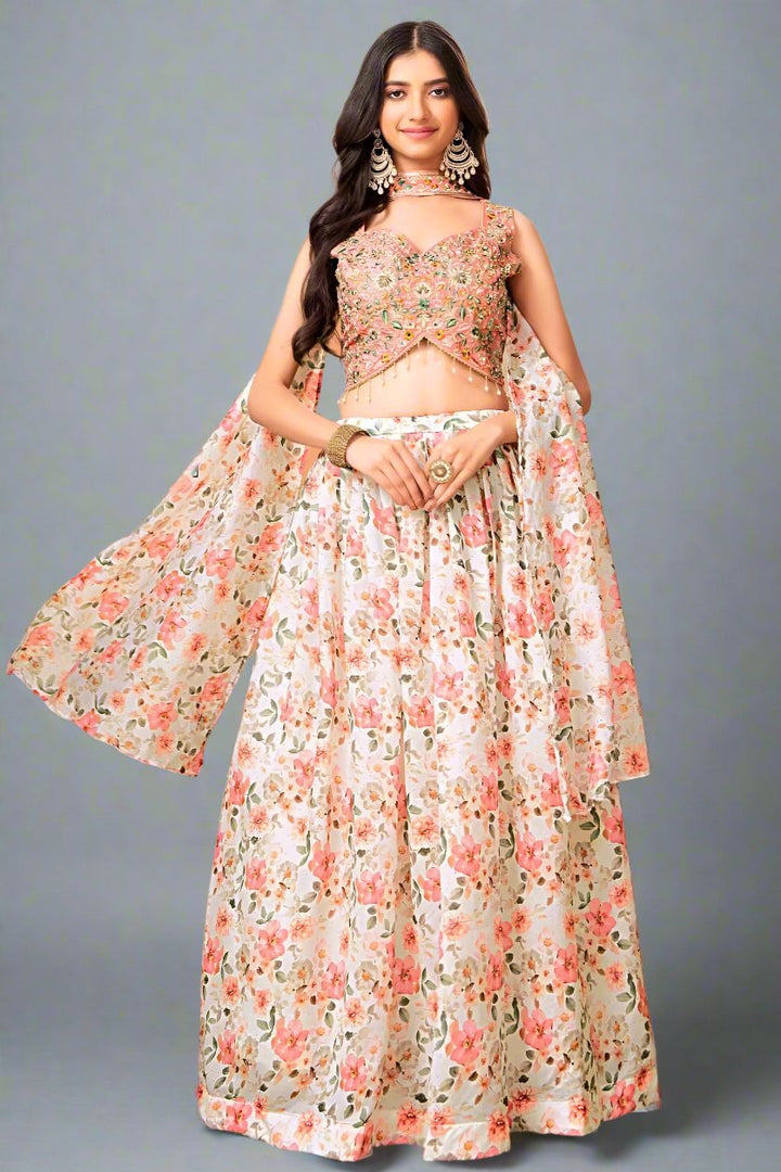 Croptop Skirt lehenga on Organza fabric