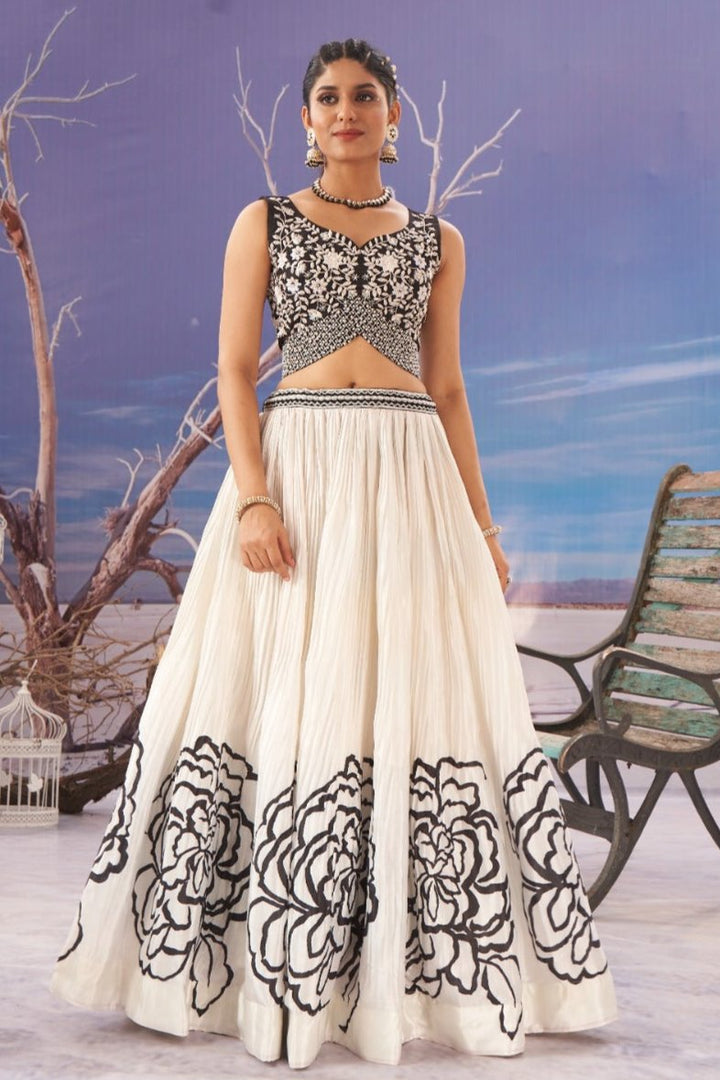 Croptop Skirt lehenga on Chinon fabric